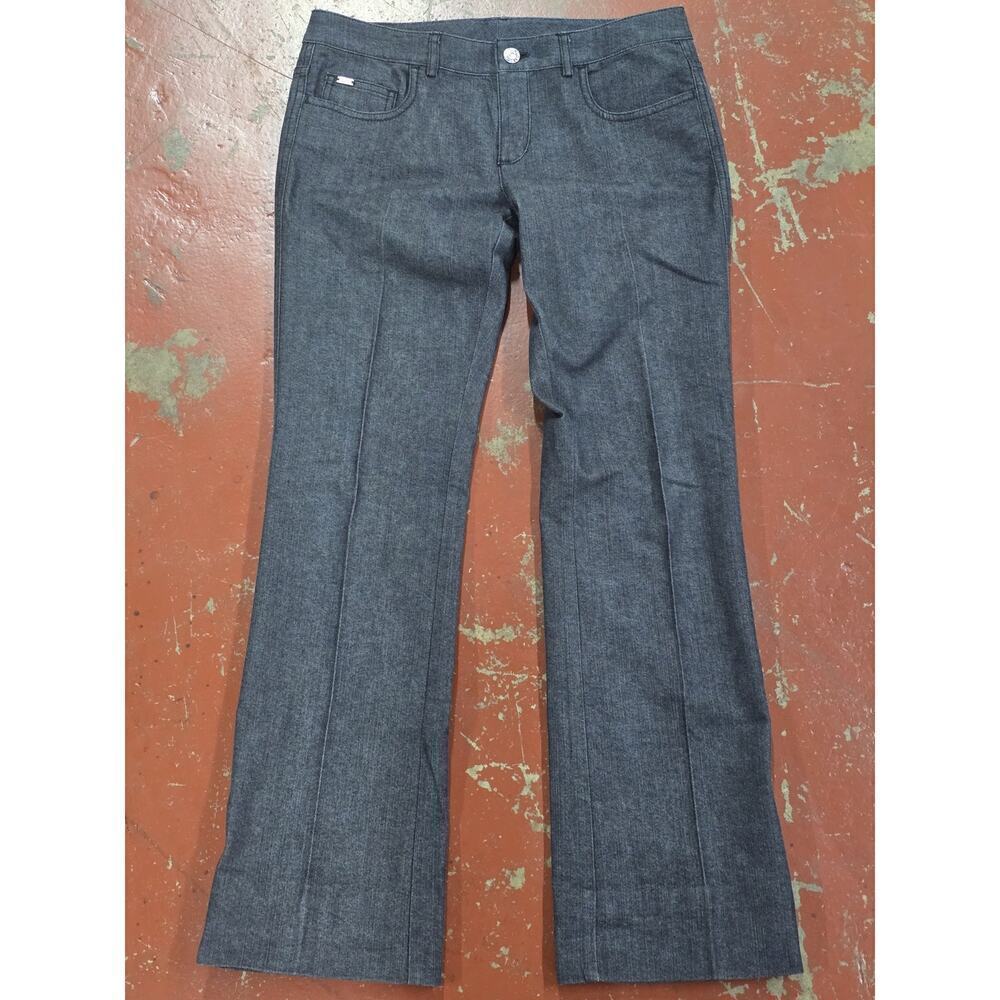 St John Pants Women's 4 Gray Grey Stud Gem Accent Pocket Straight Leg 30W